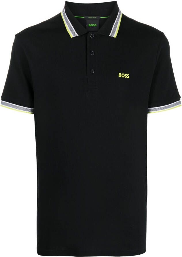 BOSS Poloshirt met geborduurd logo Zwart
