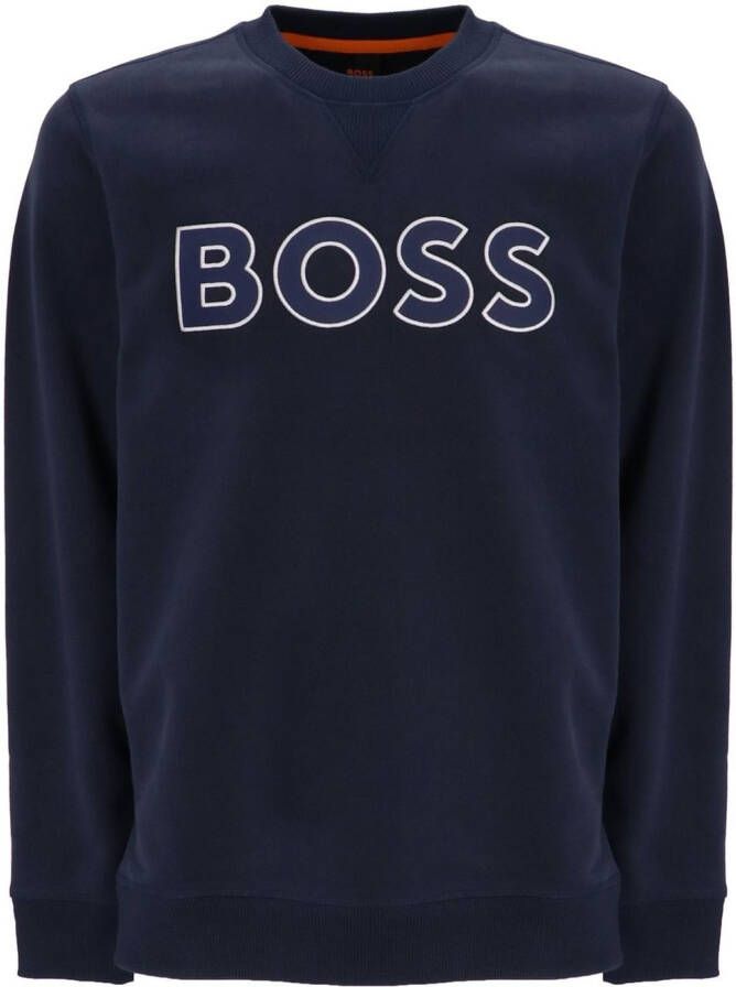 BOSS Sweater met geborduurd logo Blauw