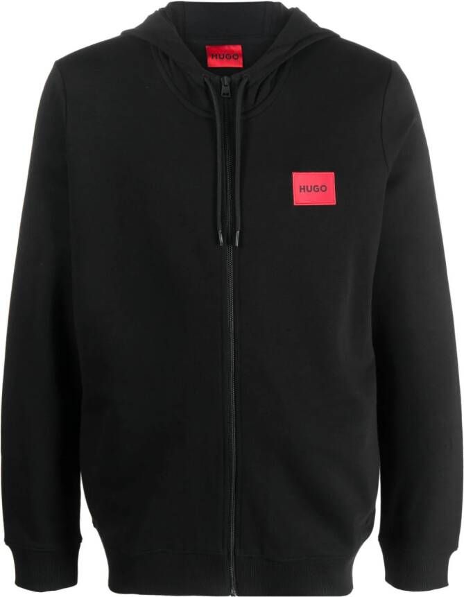 HUGO Hoodie met logopatch Zwart