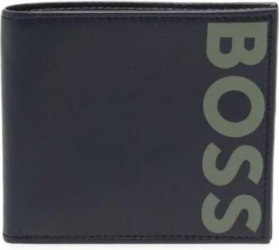 BOSS Portemonnee met logoprint Blauw