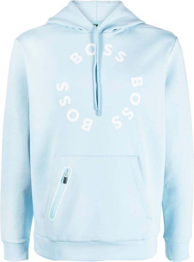 BOSS Hoodie met logoprint Blauw