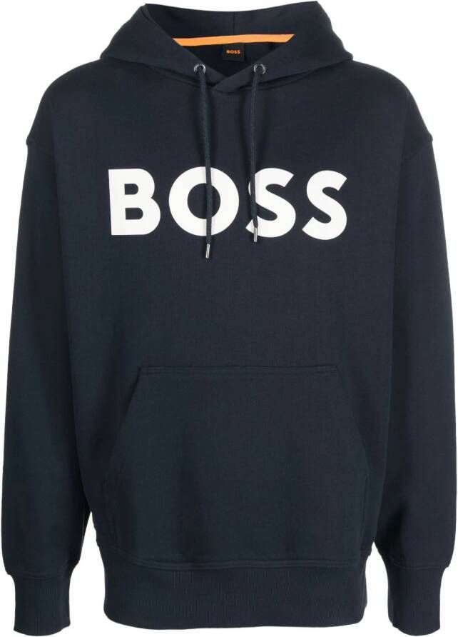 BOSS Hoodie met logoprint Blauw