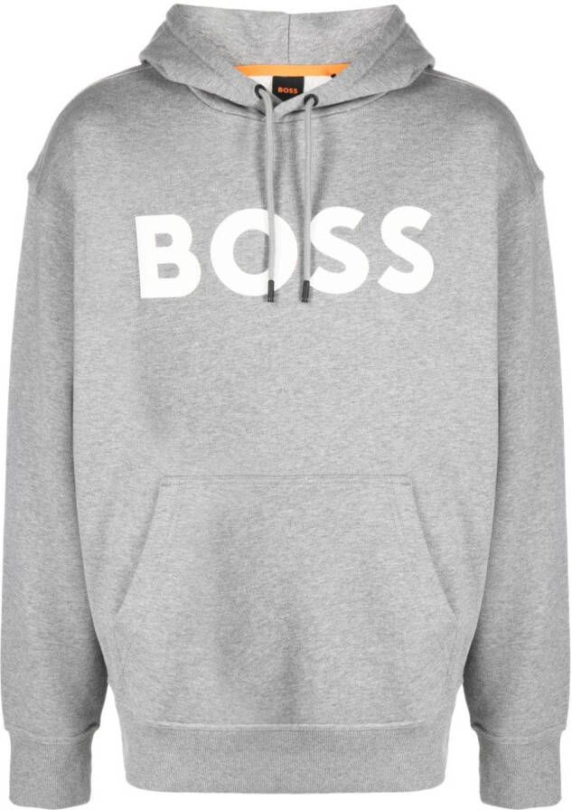 BOSS Hoodie met logoprint Grijs