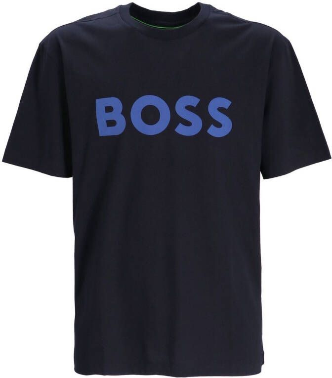 BOSS logo-print cotton T-shirt Zwart