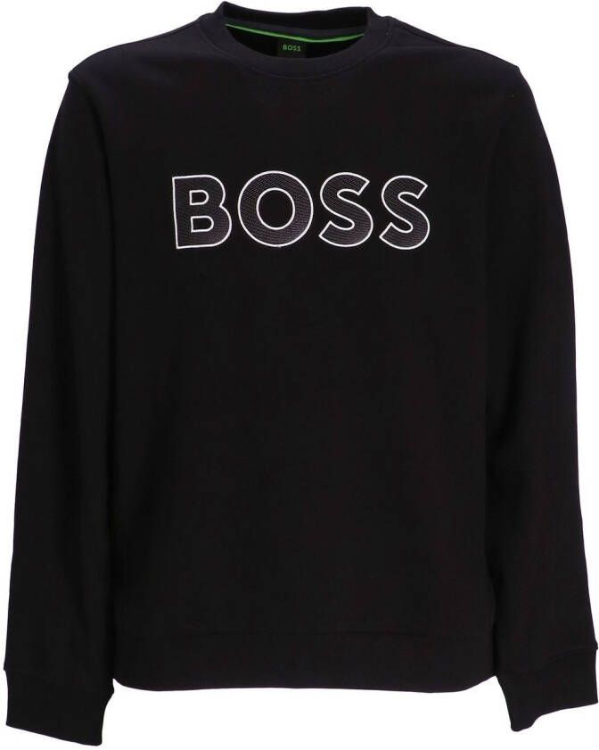 BOSS Sweater met logoprint Zwart