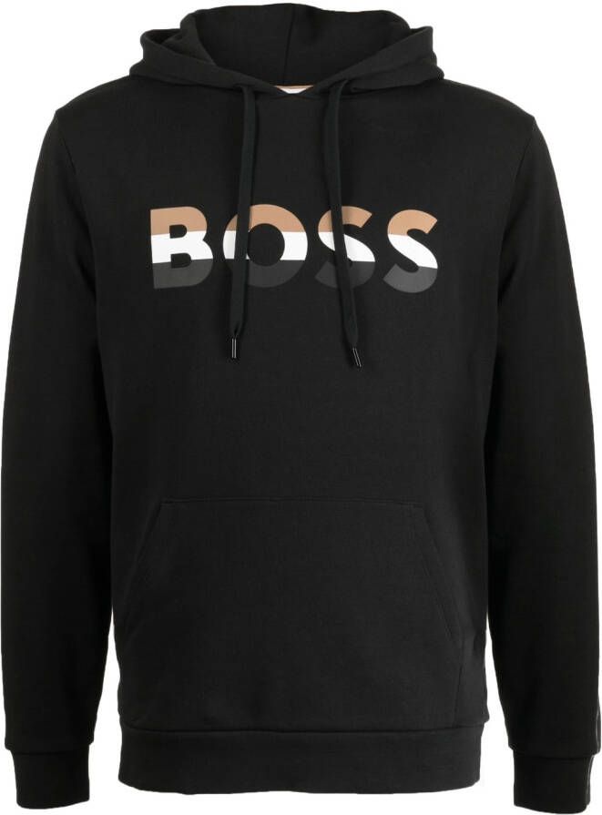 BOSS Hoodie met logoprint Zwart