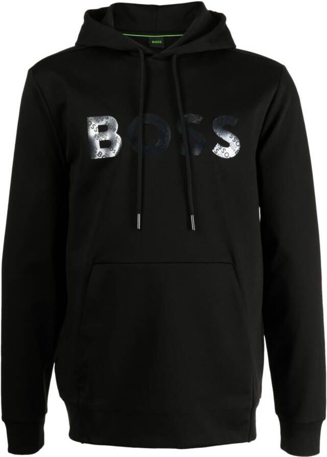BOSS Hoodie met logoprint Zwart