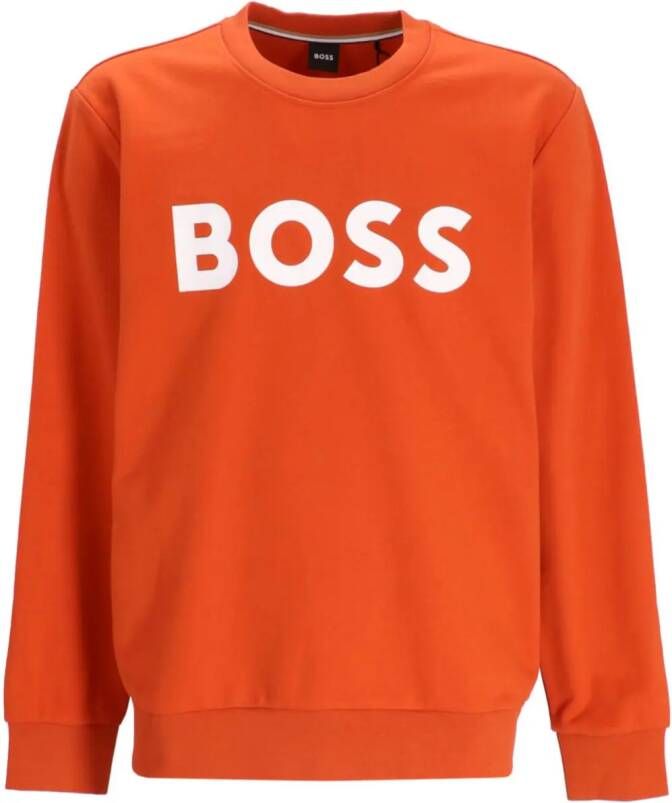 BOSS Sweater met logoprint Oranje