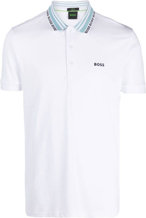 BOSS Poloshirt met logoprint Wit
