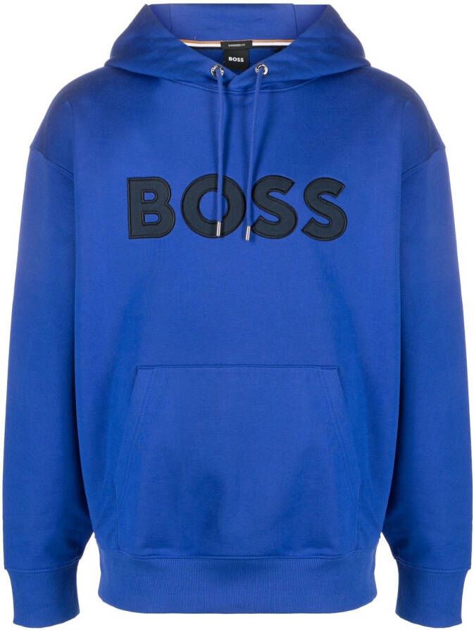 BOSS Hoodie met logoprint Blauw