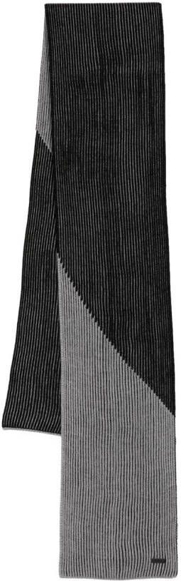 BOSS Ribgebreide sjaal Zwart