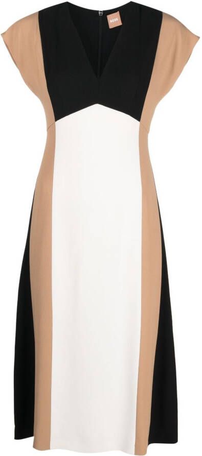 BOSS Midi-jurk met vlakken Wit