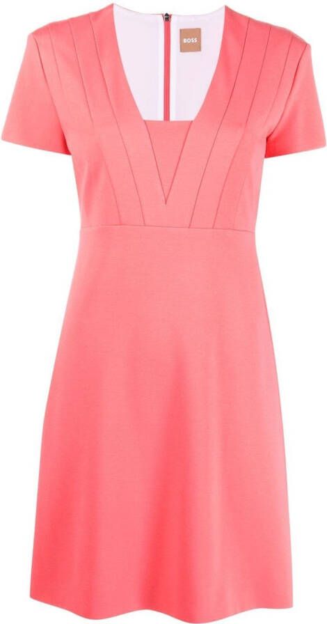 BOSS Mini-jurk met vierkante hals Roze