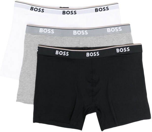 BOSS Drie boxershorts met logoband Zwart