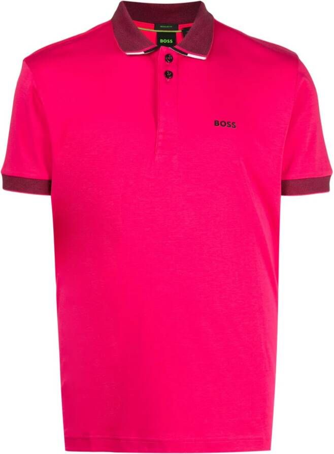 BOSS Poloshirt met logoprint Roze