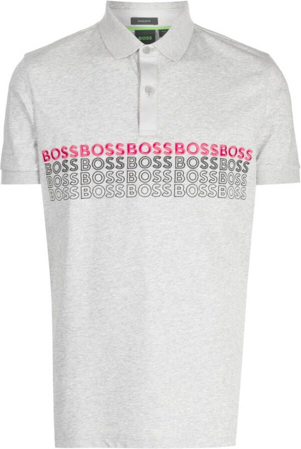 BOSS Poloshirt met geborduurd logo Grijs