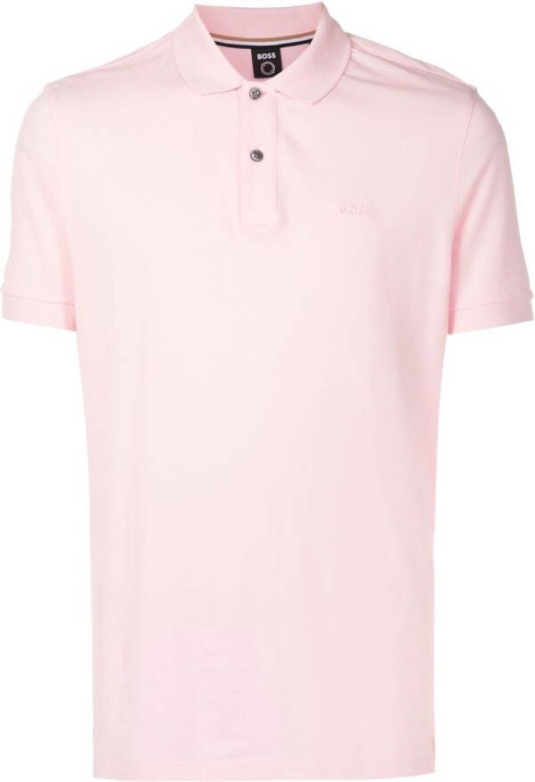 BOSS Poloshirt met geborduurd logo Roze