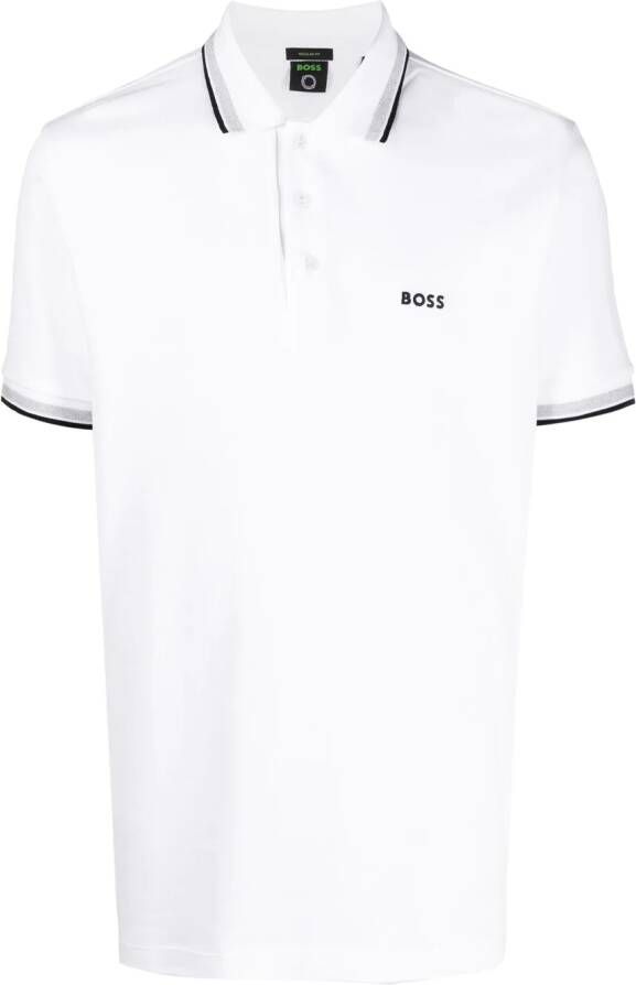 BOSS Poloshirt met geborduurd logo Wit