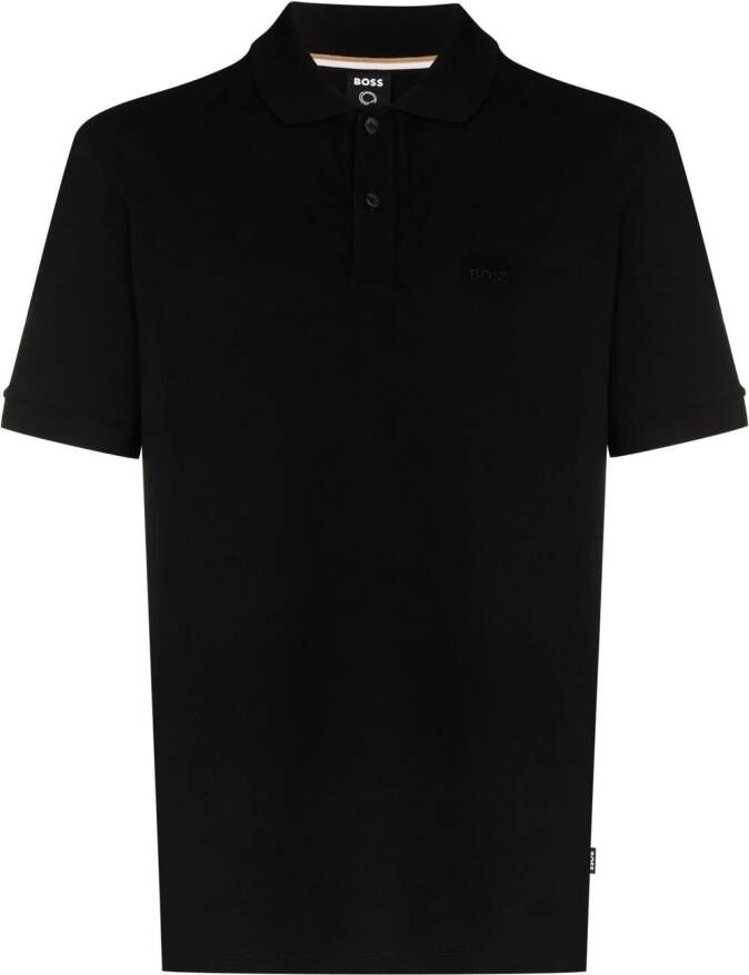 BOSS Poloshirt met geborduurd logo Zwart