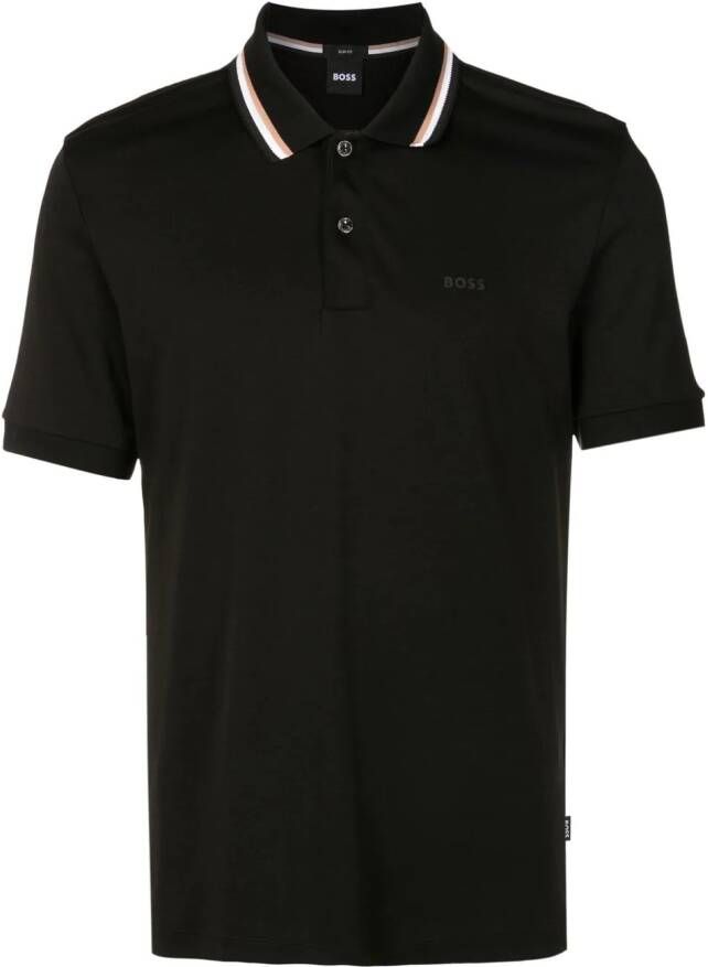 BOSS Poloshirt met geborduurd logo Zwart