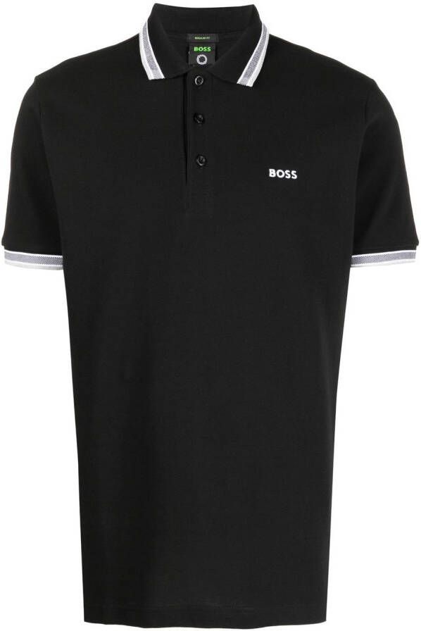 BOSS Poloshirt met geborduurd logo Zwart
