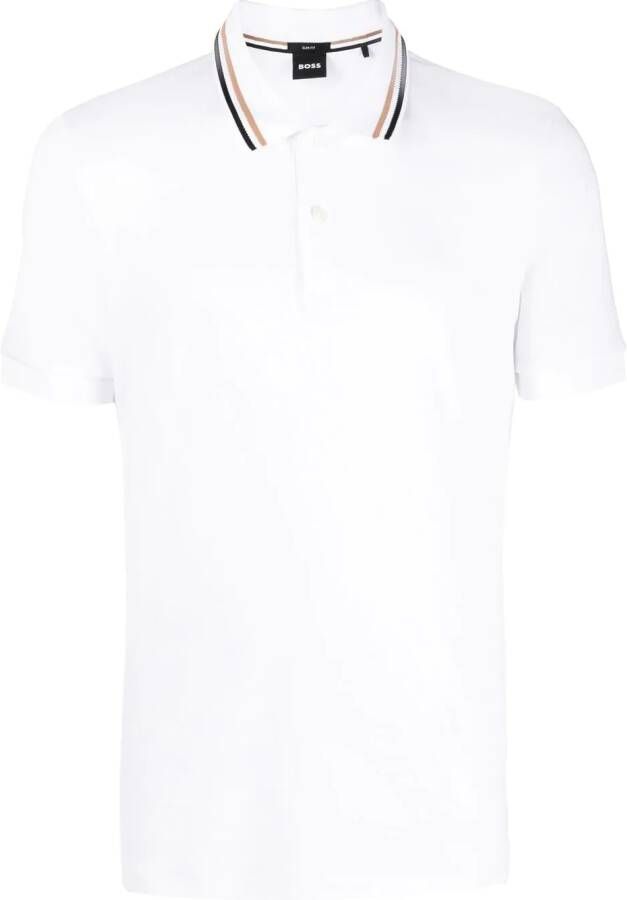 BOSS Parlay poloshirt met rubberen logo van gemerceriseerd katoen Wit