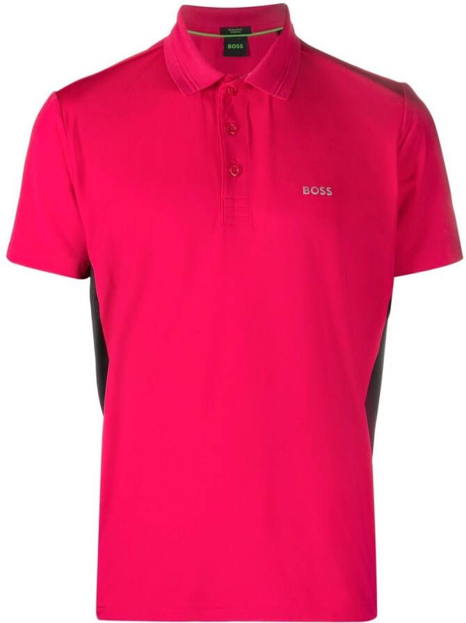 BOSS Poloshirt met zijstreep Roze