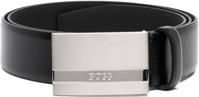 BOSS Riem met logo gesp Zwart