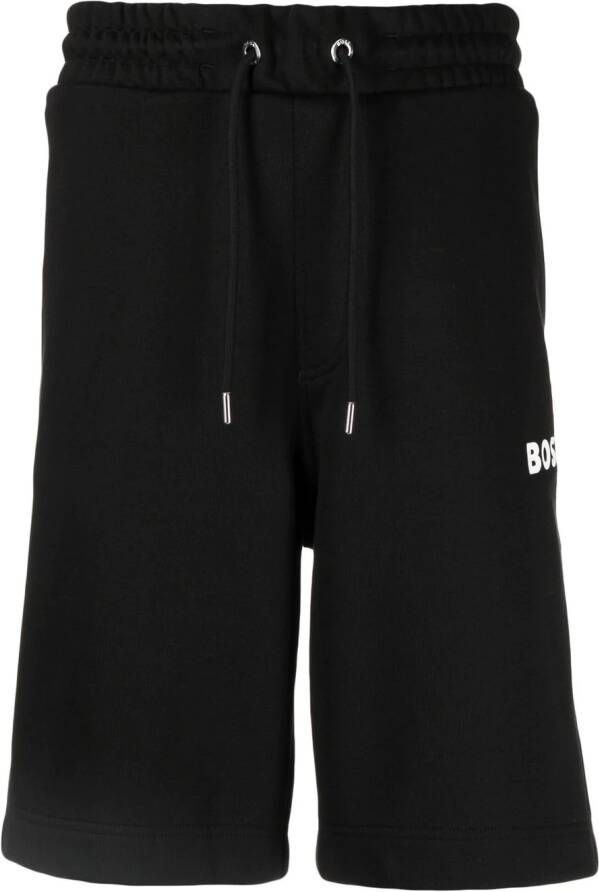 BOSS Shorts met logoprint Zwart