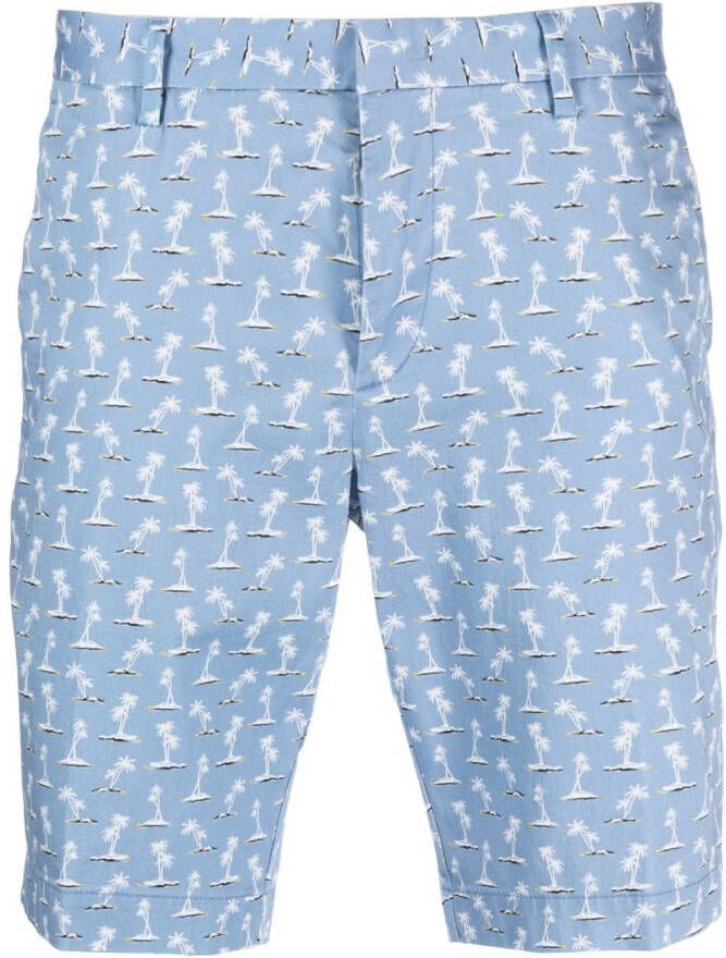 BOSS Shorts met palmboomprint Blauw