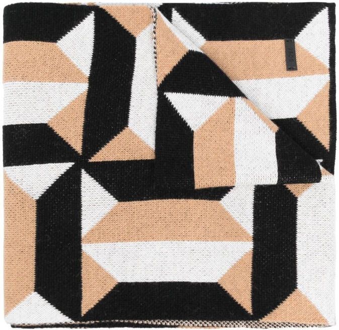 BOSS Sjaal met geometrische print Zwart