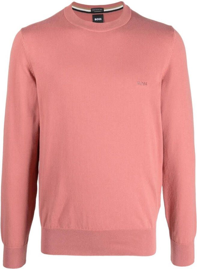 BOSS Sweater met geborduurd logo Roze