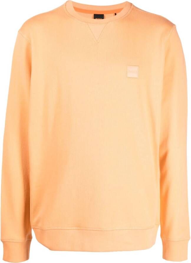 BOSS Sweater met logopatch Oranje
