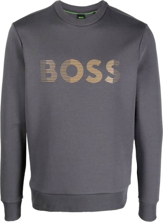 BOSS Sweater met logoprint Grijs