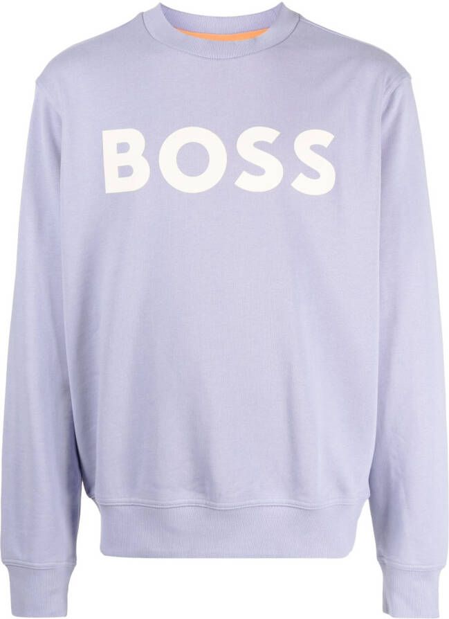 BOSS Sweater met logoprint Paars