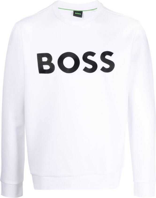 BOSS Sweater met logoprint Wit