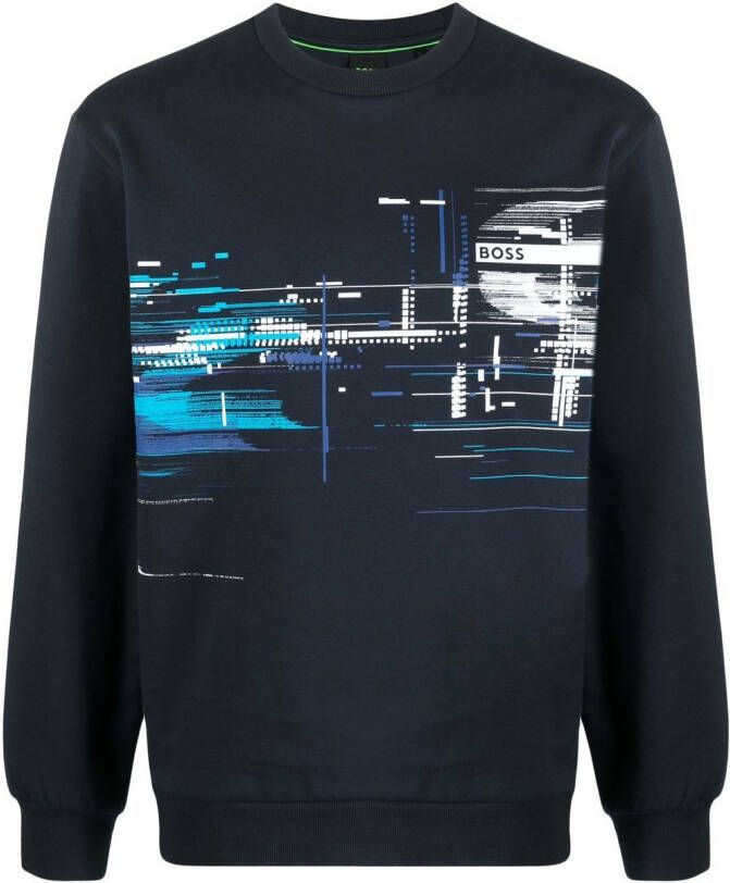 BOSS Sweater met print Blauw