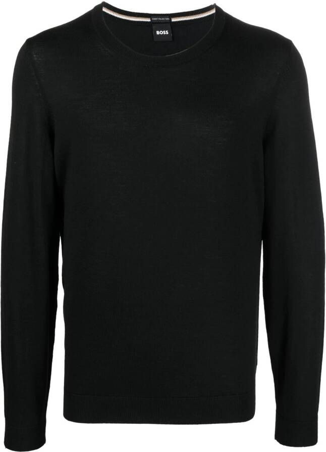 BOSS Sweater met ronde hals Zwart