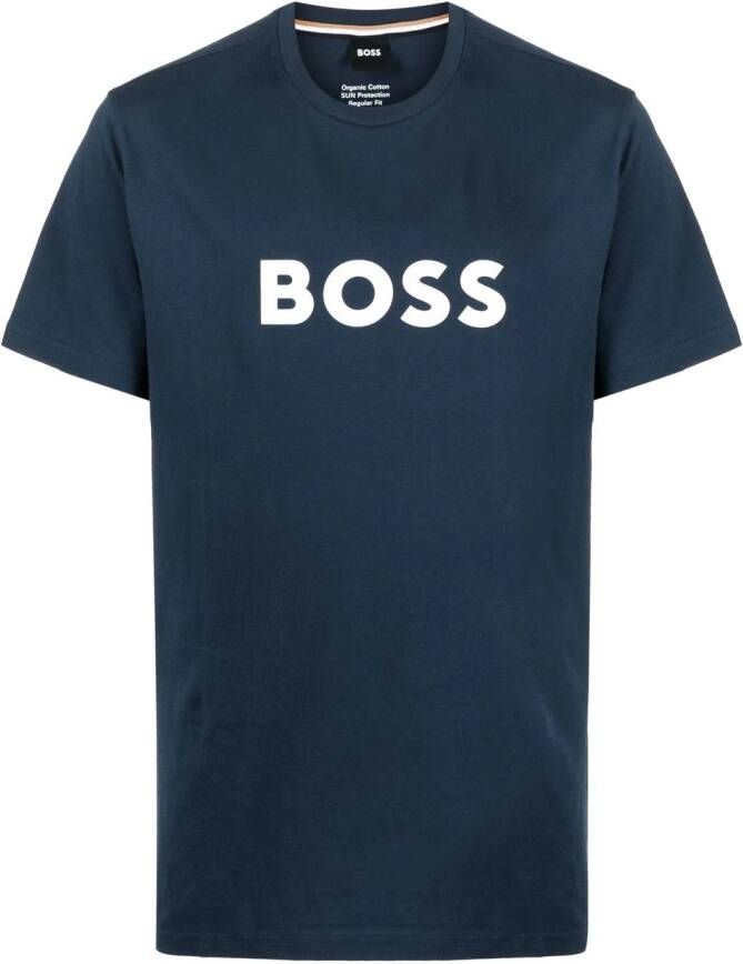 BOSS T-shirt met logoprint Blauw