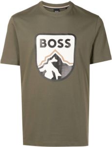 BOSS T-shirt met logoprint Groen