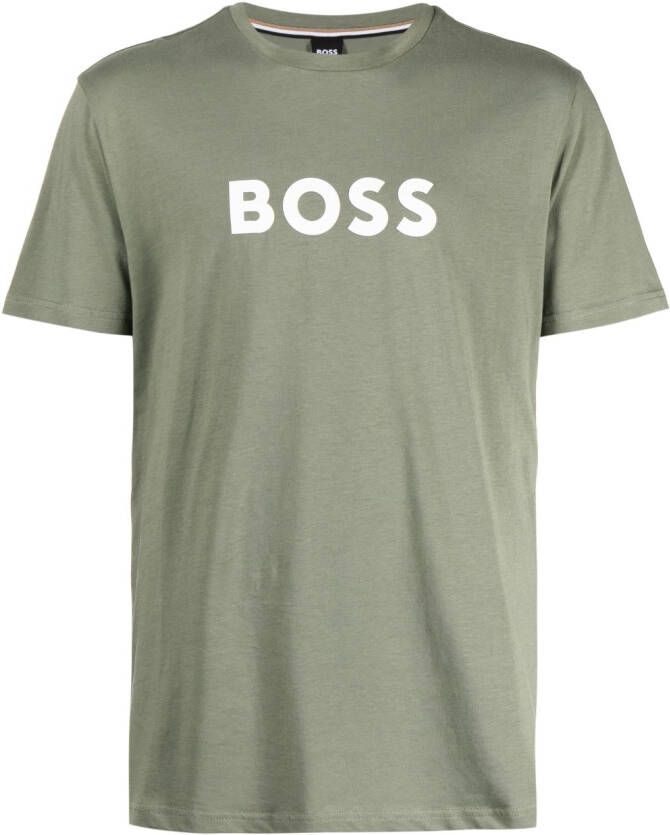 BOSS T-shirt met logoprint Groen