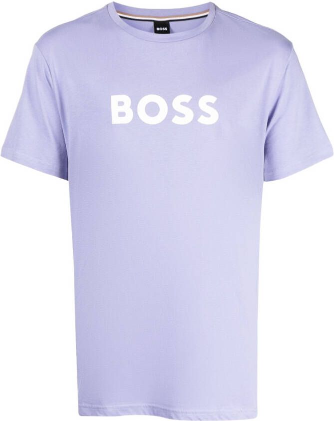 BOSS T-shirt met logoprint Paars