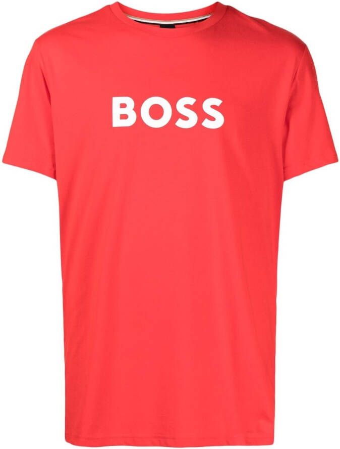 BOSS T-shirt met logoprint Rood
