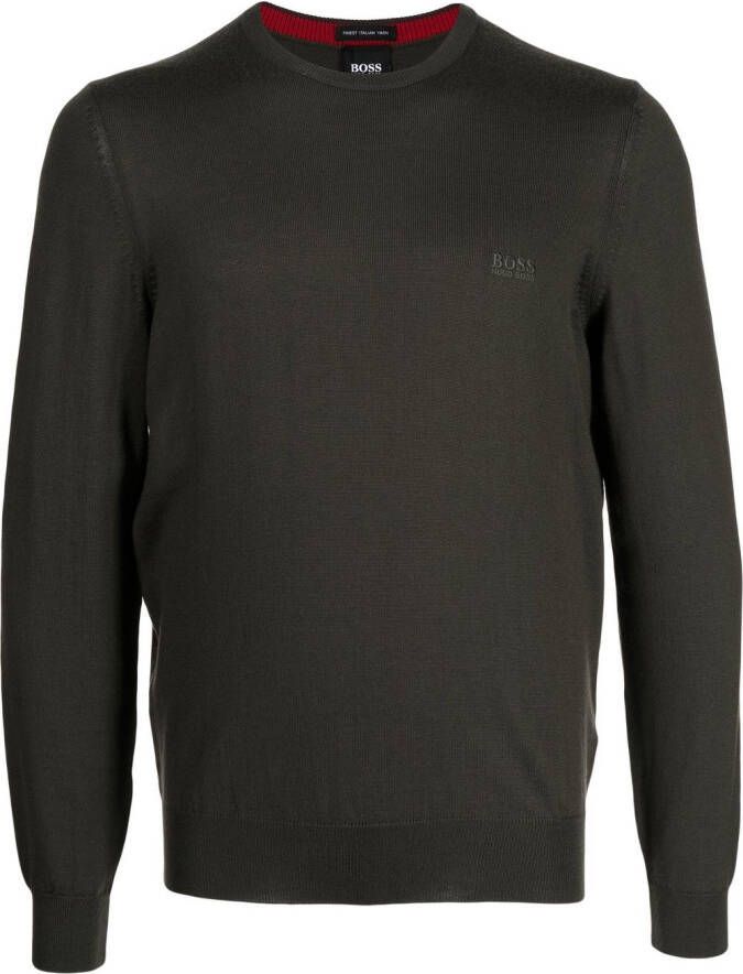 BOSS Trui met geborduurd logo Groen