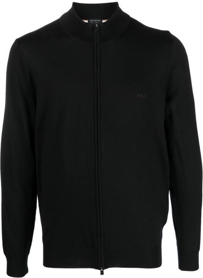 BOSS Fijngebreid vest Zwart