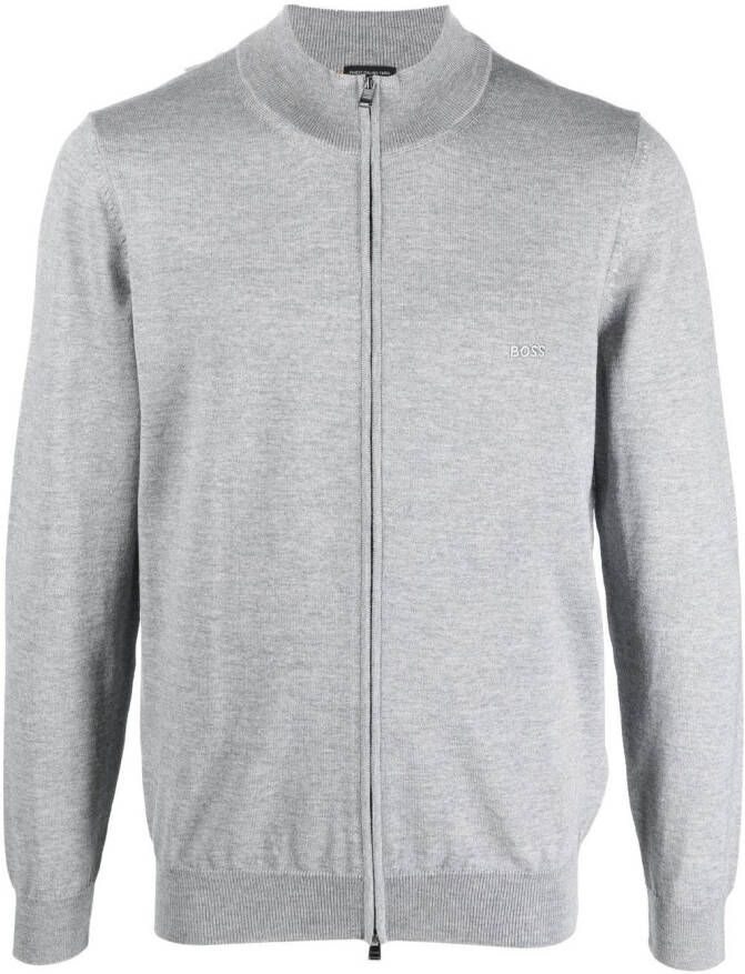 BOSS Fijngebreid vest Grijs