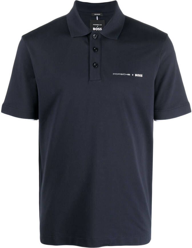 BOSS x Porsche poloshirt met logoprint Blauw