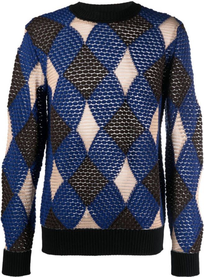 Botter Sweater met diamantvormig patroon Blauw