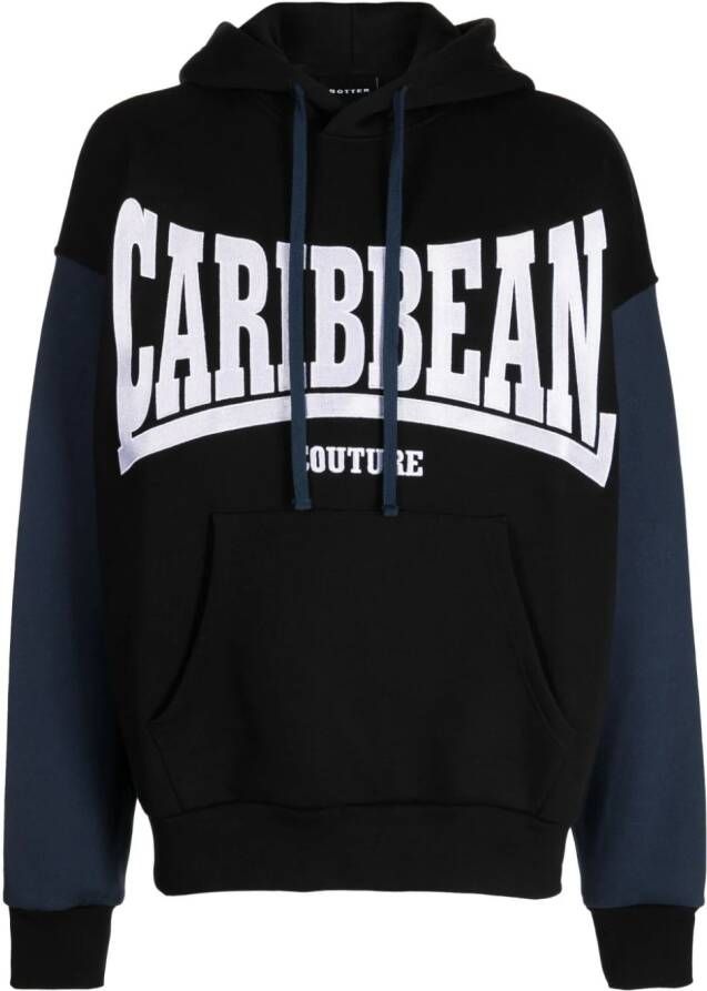 Botter logo-embroidered jersey hoodie Zwart