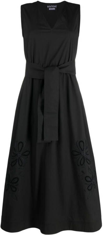 Boutique Moschino Jurk met geborduurde bloemen Zwart